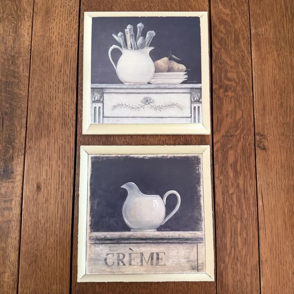 French Country Wood Wall Plaque Set Arnie Fiske Coffee Bar Cottagecore Decor